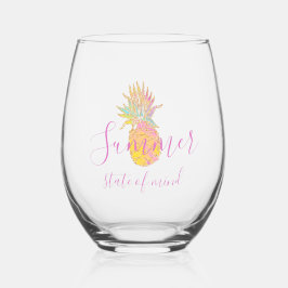 Vaso De Vino Estado mental de verano - Cute piña tropical