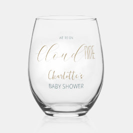 Vaso De Vino Estamos en Cloud 9 Elegant Script Modern Baby Show