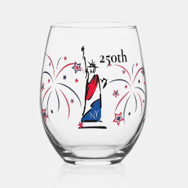 Vaso De Vino Estatua de la Libertad con Fuegos Artificiales 250