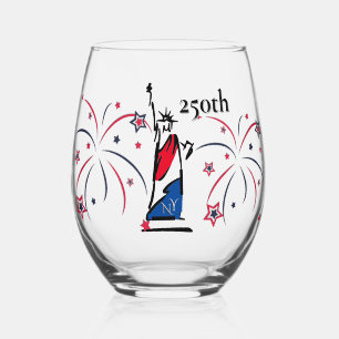 Vaso De Vino Estatua de la Libertad con Fuegos Artificiales 250