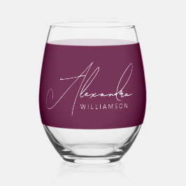 Vaso De Vino Estilo Burgundy  Nombre Moderno de Caligrafía Blan