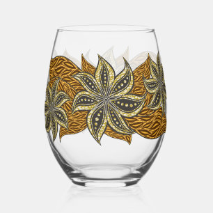 Vaso De Vino Estilo de Batik Floral Resumen Africano