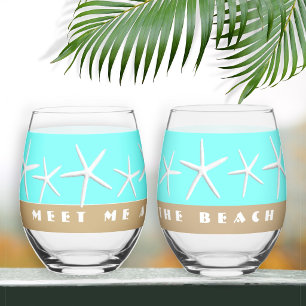 Vaso De Vino Estrellas de mar Encuentrame en la playa