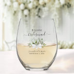 Vaso De Vino Eucalyptus Bouquet Bridesmaid Maid of Honor Gift<br><div class="desc">Este conjunto es la elección perfecta para agradecer a las damas de honor y a la dama de honor de su boda. El bonito diseño de la moda boho incluye un ramo acuático pintado a mano con estampados de eucalipto y vegetación en el jardín con un arco de satén blanco....</div>