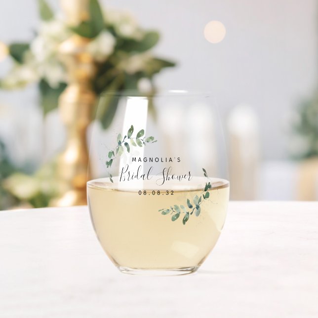 Vaso De Vino Eucalyptus Bridal Shower (Insitu (Boda))