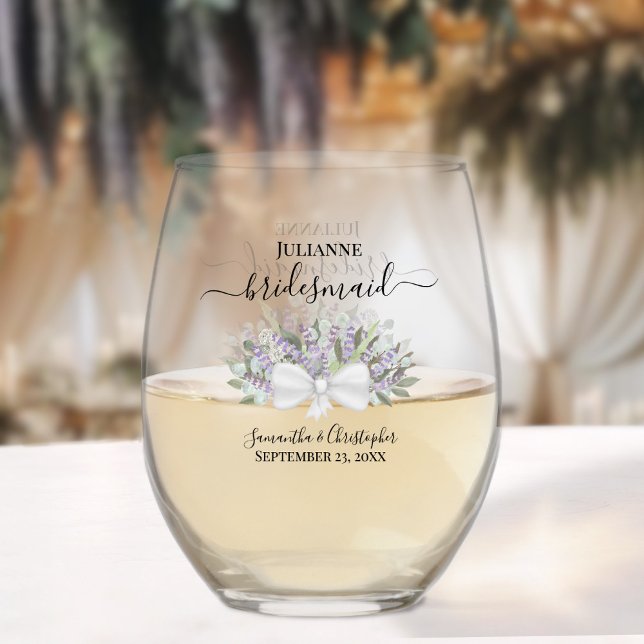 Vaso De Vino Eucalyptus Lavender Bridesmaid Maid of Honor Gift (Sold Individually or in Sets)