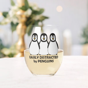 Vaso De Vino Fácilmente distrado por los pingüinos