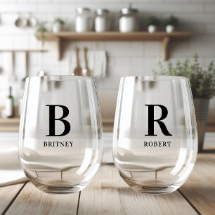 Vaso De Vino Familia negra monogramada personalizada