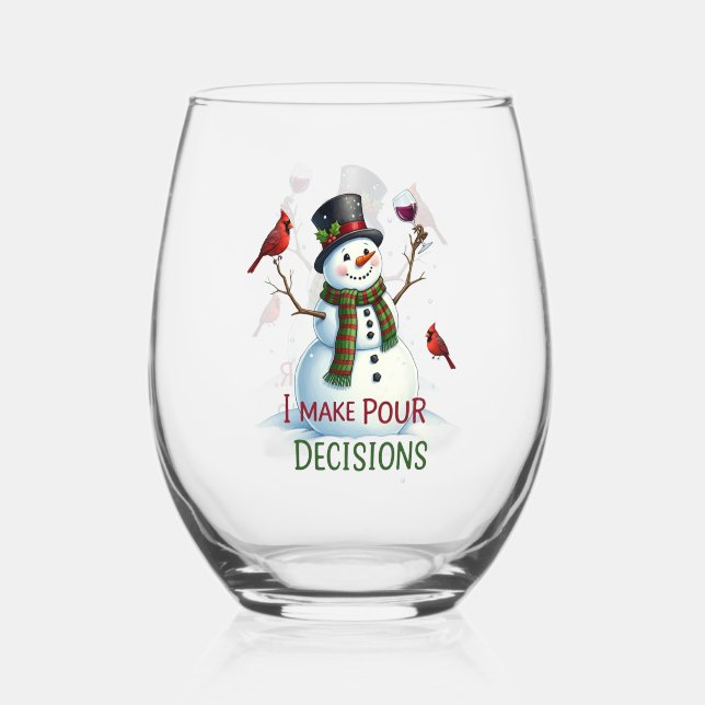 Vaso De Vino Famoso Navidad de snowman Holiday Stemless (Anverso)