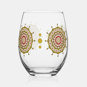 Vaso De Vino Fantasía de Mehndi Dorado