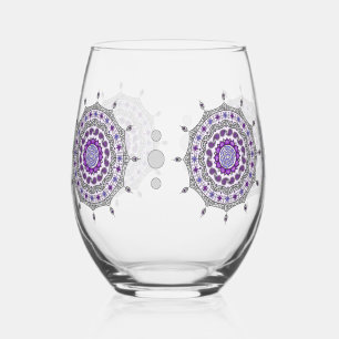 Vaso De Vino Fantasía de Mehndi Plateada