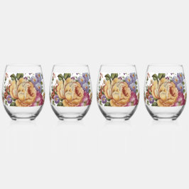 Vaso De Vino Fantasía Floral  