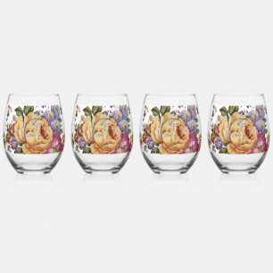 Vaso De Vino Fantasía Floral