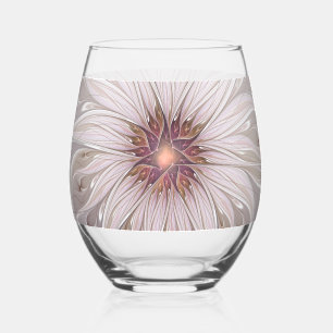 Vaso De Vino Fantasía floral, flor pastel moderna abstracta