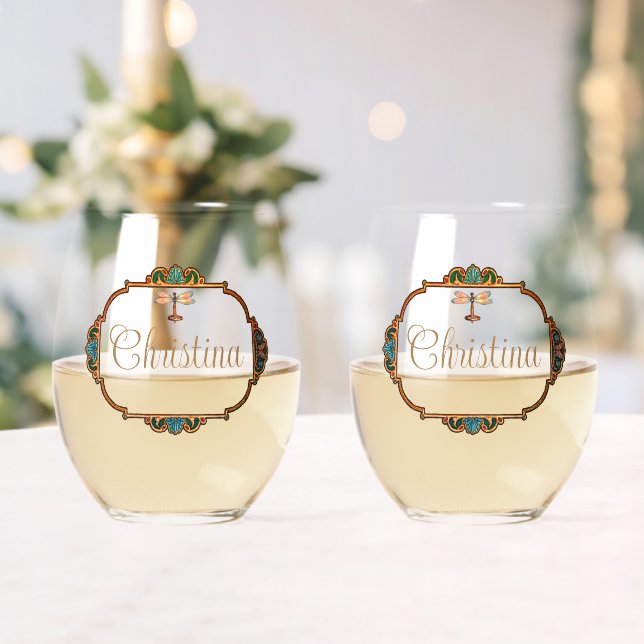 Vaso De Vino Fantasía mágica de cuento de hadas personalizada (Insitu (Boda))