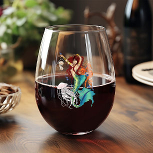 Vaso De Vino Fantasía Mermaid cola Verde azulada