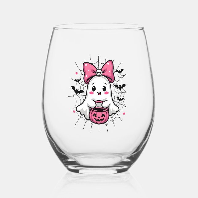 Vaso De Vino Fantasma espeluznante con conciencia sobre el cánc (Reverso )