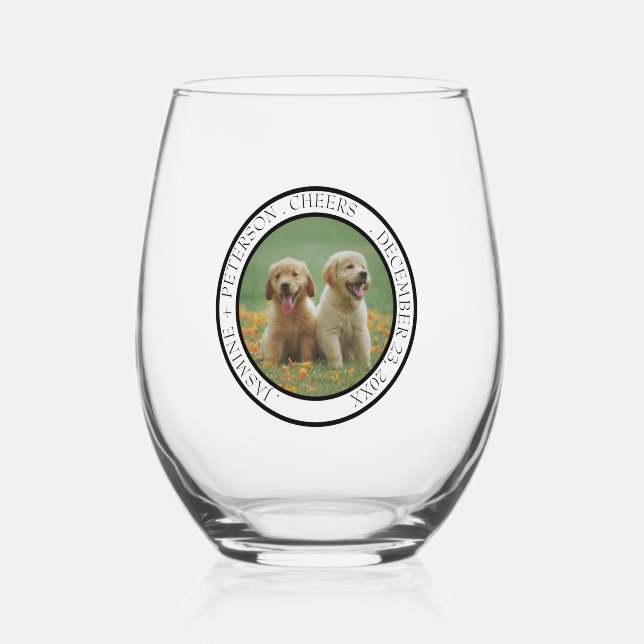 Vaso De Vino Favor de boda personalizado para perro Foto del pe (Anverso)