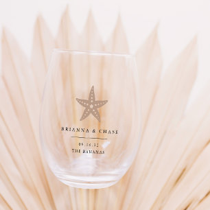 Vaso De Vino Favor de Boda Tropical Starfish Beach Destino