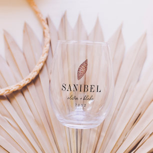 Vaso De Vino Favor de la boda de destino de la concha marina de