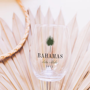 Vaso De Vino Favor de la boda de destino de la fronda de la pal