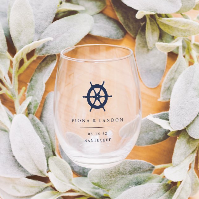 Vaso De Vino Favor de la boda personalizada de nautical Ship's  (Subido por el creador)