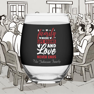 Vaso De Vino Fecha de adición de nombre de amor de la familia d