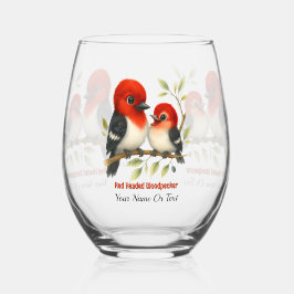 Vaso De Vino Feisty Red Woodpecker