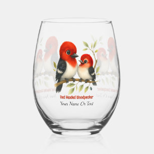 Vaso De Vino Feisty Red Woodpecker
