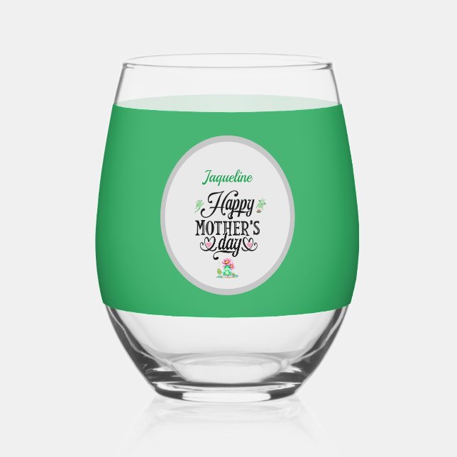 Vaso De Vino Felices ranas elegantes del día de la madre person (Anverso)