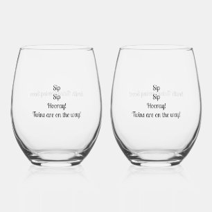 Vaso De Vino Felicidades por tus gemelos