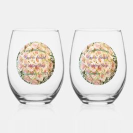 Vaso De Vino Felicitaciones, Boda, Wine Glass Set.