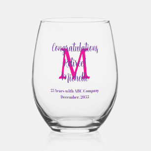 Vaso De Vino Felicitaciones Monograma de Nombre por Jubilación