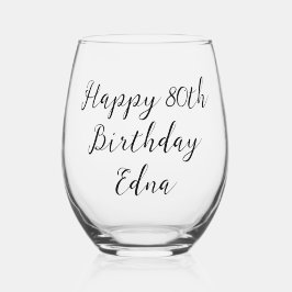 Vaso De Vino Feliz 80.º cumpleaños Keepsake Name