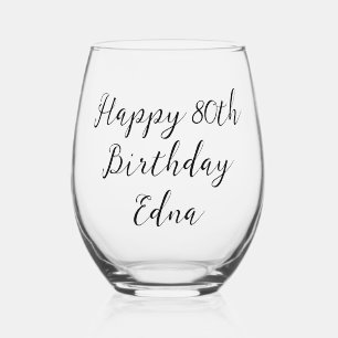 Vaso De Vino Feliz 80.º cumpleaños Keepsake Name