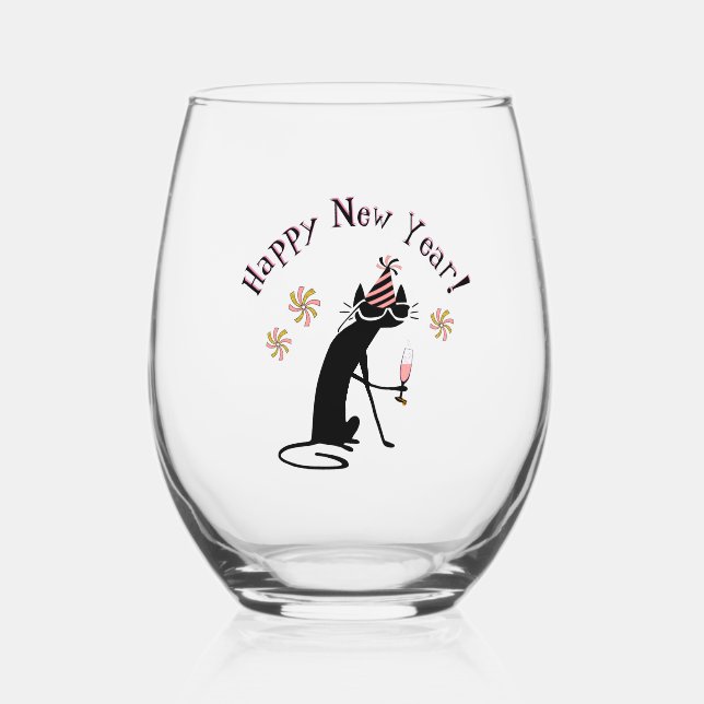 Vaso De Vino Feliz Año Nuevo (Anverso)