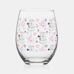Vaso De Vino Feliz Cumpleaños Hija Nombre Personalizado