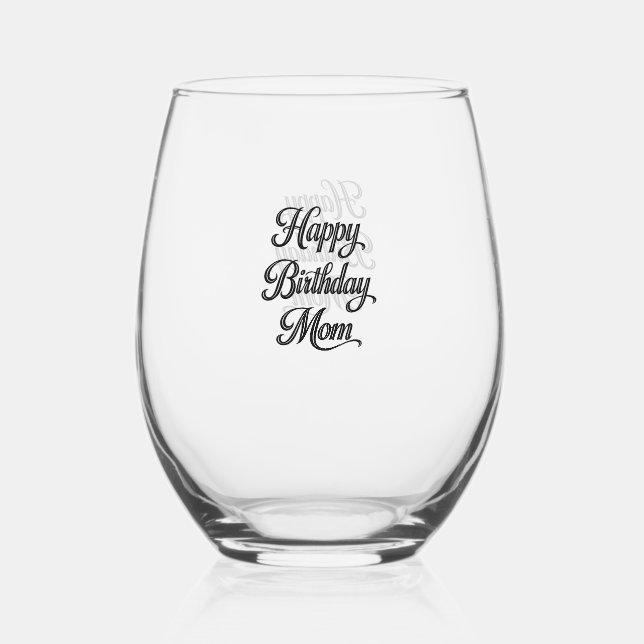 Vaso De Vino feliz cumpleaños mamá copa de vino (Reverso )