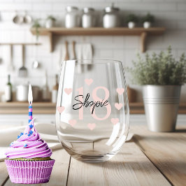 Vaso De Vino Feliz Cumpleaños Rosa Y Negro Personalizado