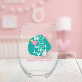 Vaso De Vino Feliz Día de la Primera Madre elegante