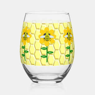 Vaso De Vino Feliz Día de las Abejas Cumpleaños Bumblebee