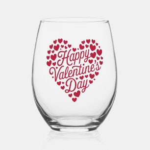 Vaso De Vino Feliz día de San Valentín San Valentín Amor Corazó
