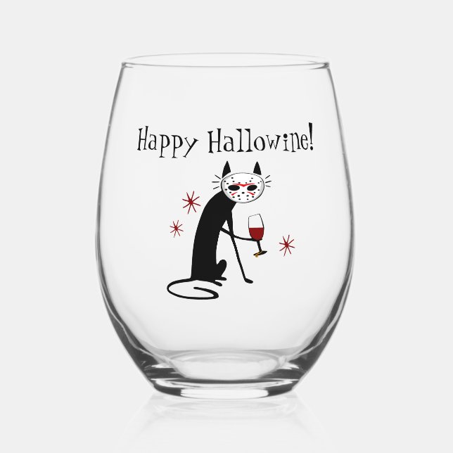 Vaso De Vino ¡Feliz Hallowine! Halloween Wine Pun (Anverso)