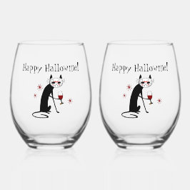 Vaso De Vino ¡Feliz Hallowine! Halloween Wine Pun
