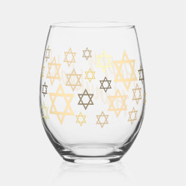 Vaso De Vino ¡Feliz Hannukah! Vidrio Stemless De Estilo