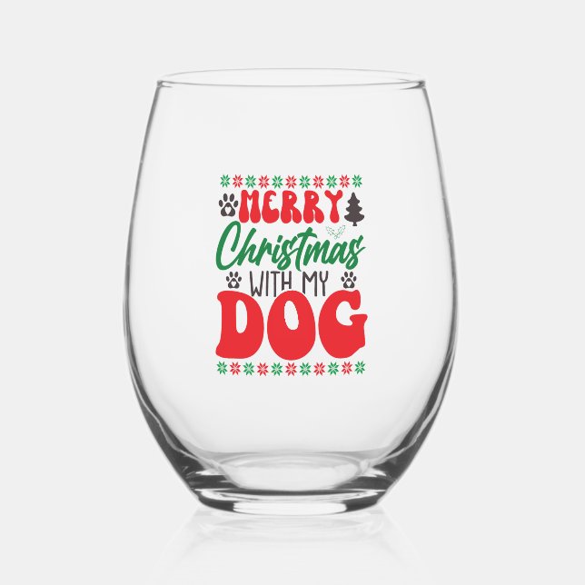 Vaso De Vino Feliz Navidad con mi perro-01 (Anverso)
