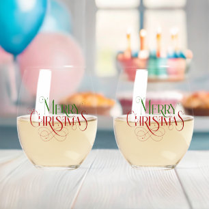 Vaso De Vino Feliz Navidad Elegante tipografía retro