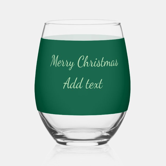 Vaso De Vino Feliz Navidad verde planicie vacaciones en solitar (Anverso)