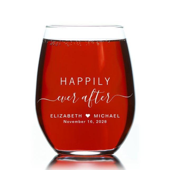 Vaso De Vino Feliz Nunca Después De Un Boda De Guión Blanco (Subido por el creador)