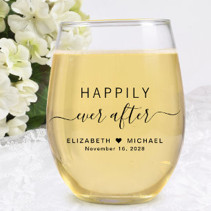 Vaso De Vino Feliz Nunca Después Del Boda